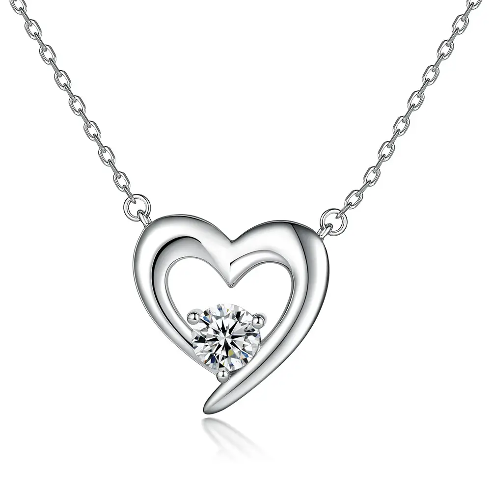 Collana di san valentino 925 ciondolo con cuore in cristallo in argento Sterling