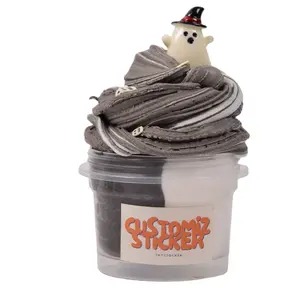 Halloween Party Favors OEM Dual Color Ghost Fluffy Slime Kit Butter Slime Brinquedos para Crianças Gray & White