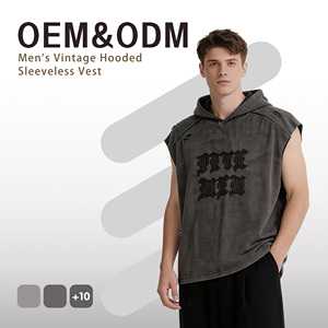 T-shirt senza maniche con cappuccio vintage da <span class=keywords><strong>uomo</strong></span> Dreaming Lion con motivo in misto cotone-poliestere vestibilità ampia - Product Image 1
