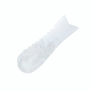 Tabla de Gua Sha de Cuarzo Blanco Natural Transparente en Forma de Pez para Belleza Facial y Ocular, Antienvejecimiento, Reafirmante y Lifting - Product Image 6