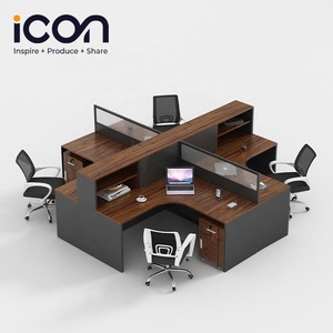 4 Người Modular Cubical Cubicles Nhân Viên Hiện Đại Bàn Nội Thất Văn Phòng Bàn Làm Việc - Product Image 1