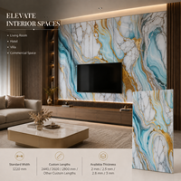 Panneau mural en PVC brillant MORLENX Aqua White Gold Agate UV Marble Sheet pour projets d'aménagement de resorts de luxe