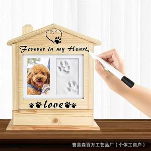 Wooden Pet <b>Urn</b> Small House With Photo Frame And Inkpad For <b>Cats</b> Dogs Memorial Item - Product Image 1