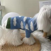 Pull en laine bleu sur mesure pour chien, tricoté à la main, réfléchissant, confortable, hiver, Noël, moderne, simple, personnalisé pour chiens de petite et grande taille