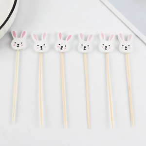 Dễ thương động vật tre thanh Burger Cocktail Thỏ <span class=keywords><strong>Mini</strong></span> món tráng miệng ngã ba tổ Dạ tiệc thanh trái cây Logo động vật - Product Image 1