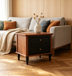 Mesa de Noche Moderna de Estilo Mid-Century con 2 Cajones, Mueble de Almacenamiento para Dormitorio o Sala de Estar - Product Image 6