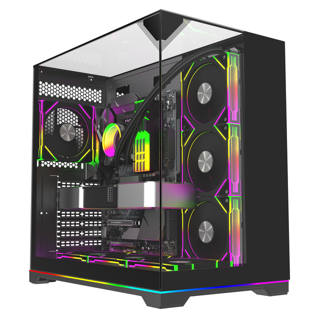Pillarless Triple-Pane Glass View White Pc Casing Cpu Cabinet Atx Full Towers Desktop Rugged Cooling Gaming Computer case