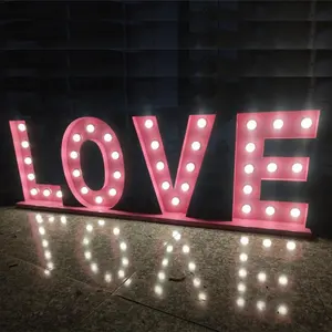 Custom 4ft LED Bulb Light UP MARRYME Letters Stainless Steel Marquee Letters For Wedding Party Decoration