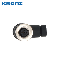Connecteurs circulaires étanches KRONZ M12 à 3/4/5/8/12 broches, femelles, coudées, code A, IP67, pour capteurs