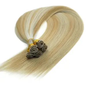 Invisible Connection Hand Tied Weft Salon Quality Russian Virgin Double Drawn Remy Blonde Balayage Ombre Human Hair Extension