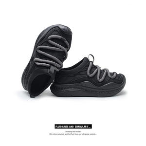 À la mode à la mode une pièce semelle épaisse chaussures décontractées polyvalent confortable anti-dérapant dentelle épaisse Simple bas haut à lacets fermeture - Product Image 6