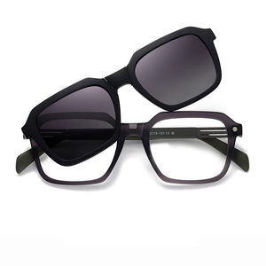 S33106 New Trendy Foldable <b>Clip</b> on Magnetic Shades Polarized Custom Logo TR90 Square <b>Frame</b> Unisex Sunglasses Lentes De Sol 2025 - Product Image 4