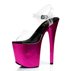 <span class=keywords><strong>Sandali</strong></span> da Donna 20cm <span class=keywords><strong>Fucsia</strong></span> Sexy con Tacco Alto, Tomaia Trasparente 8 Pollici, Nuova Moda Elegante per Serate e Spettacoli - Product Image 2