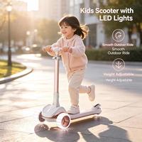 Trottinette en métal pour enfants avec lumières LED, hauteur réglable sur 6 niveaux, trottinette pliable portable pour les enfants de 3 à 12 ans, voyages en plein air