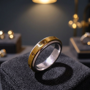 Anillos de banda finos y modernos unisex, giratorios, plateados con baño de oro, para uso diario, regalos para hombres y mujeres, venta al por mayor, hechos en India. - Product Image 6