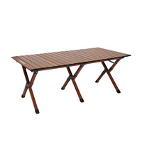 Table de camping et de pique-nique pliable à double couche en alliage d'aluminium léger et résistant pour l'ameublement extérieur