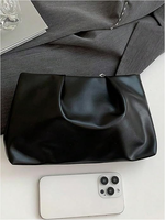 Pochette en cuir PU pour femme, petit sac à main zippé plissé