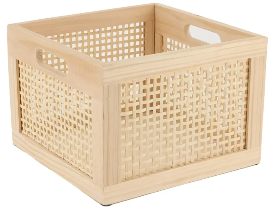 Unvollendete quadratische hölzerne Aufbewahrung sbox Cube Organizer Bins Dekorative Holzkorb kisten Wicker