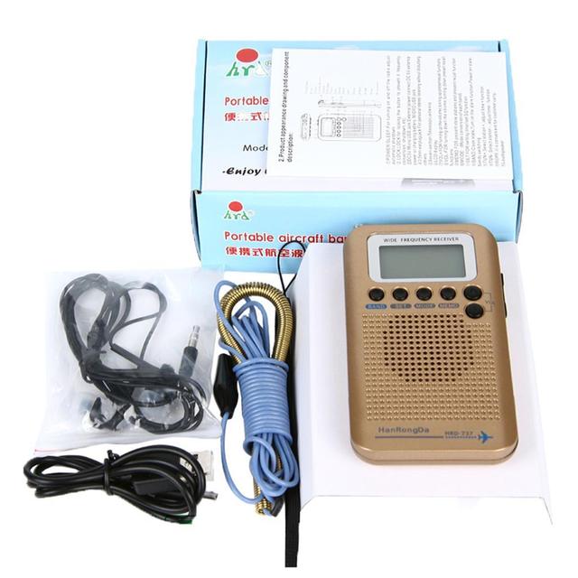 HRD737 Portable Aircraft Band Radio Receiver VHF Transceiver Radio Recorder