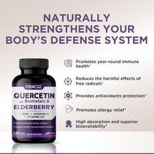 OEM 500mg Quercétine Capsules avec Bromélaïne Sureau Quercétine <span class=keywords><strong>Vitamine</strong></span> <span class=keywords><strong>C</strong></span> <span class=keywords><strong>et</strong></span> <span class=keywords><strong>Zinc</strong></span> <span class=keywords><strong>Vitamine</strong></span> <span class=keywords><strong>D3</strong></span> Supplément Soutien Immunitaire - Product Image 6
