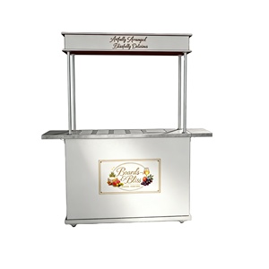 Carrito de Comida Moderno Personalizado de Madera, Barra de Aperitivos Portátil para Exteriores, Hotel, Parque, Diseño de Paneles de Madera, Muebles Comerciales - Product Image 1