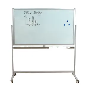 Alta qualidade Magnética e dryerase whtieboard no suporte móvel com dupla face escrevendo placas 4mm vidro de alumínio quadro escritório