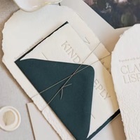 Carte d'invitation de mariage personnalisée en papier coton effet miroir style européen, faite à la main, pour cérémonie moderne, destination, amour