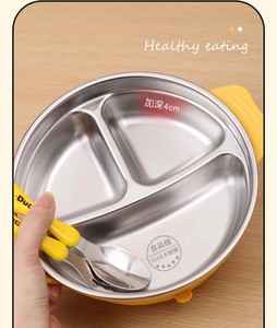 Vaisselle pour enfants en acier inoxydable, <span class=keywords><strong>assiette</strong></span> à grille intégrée, ventouse <span class=keywords><strong>fixe</strong></span> anti-chute, <span class=keywords><strong>assiette</strong></span> complémentaire pour enfants - Product Image 2