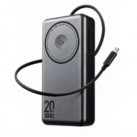 Batería Semisólida de 20000mAh, Banco de Energía Magnético de 100W, Cargador Rápido Bidireccional, Soporte AC, Cable, Pantalla Digital, Ventilador de Refrigeración