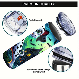 Bicchiere Personalizzato da 20oz a Tema Cane Dalmata per Halloween, Design Casa Stregata, con Cannuccia e Coperchio, Best Seller, Disponibile negli USA e Spedizione Gratuita - Product Image 6