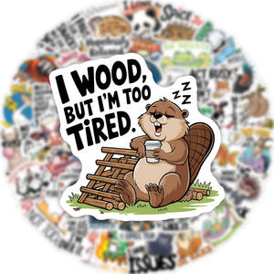 50 Pegatinas Divertidas de Animales de Dibujos Animados con Texto en Inglés <span class=keywords><strong>para</strong></span> Decorar Equipaje y Botellas, Pegatinas de Memes Humorísticos - Product Image 5