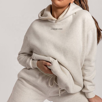 Sweat-shirts et pantalons de survêtement amples en coton 100% pour femmes, imprimés avec un logo personnalisé, pour l'hiver, en tricot surdimensionné