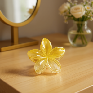 Fermaglio per capelli a forma di fiore di frangipani dorato da 8 cm, accessorio per capelli da donna - Product Image 3