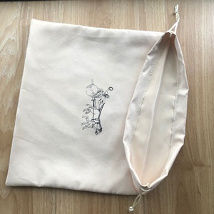 Custom Logo Printed Beige Suede Drawstring Pouch Suede Drawstring Packaging <b>Bag</b> - Product Image 3