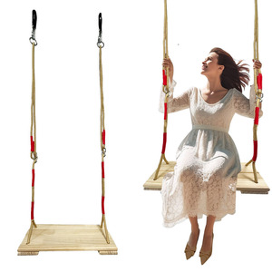 ชิงช้าไม้เนื้อแข็งแบบสองที่นั่งสำหรับผู้ใหญ่และเด็ก ชิงช้ากลางแจ้งปรับระดับได้พร้อมเชือกยึดรับน้ำหนักได้สูงสุด 150 กก. - Product Image 2