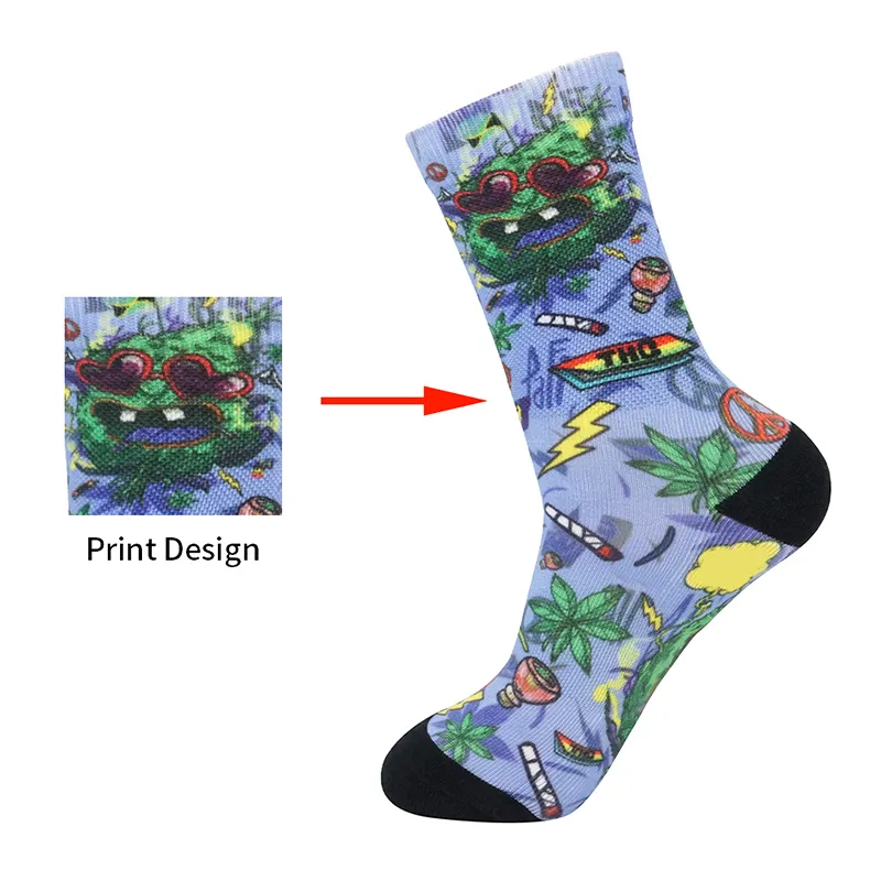 Wholesales custom design logo fashion 3d printing sublimation socks custom print socks