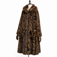 Mantel Kasual Wanita Motif Leopard Eksotis Ramah Lingkungan untuk Musim Dingin, Tahan Angin, Berkerudung, Saku Tempel Bulu, Lapisan Poliester