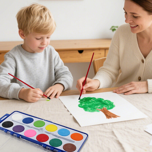 Juego de tablero de pigmento de <span class=keywords><strong>paleta</strong></span> de acuarela de pintura de 12 colores personalizado de alta calidad con pincel para estudiante - Product Image 6