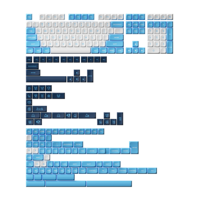 Multi-designs AKKO 227 Keys Double Shot PBT Material MDA Profile MX Mechanical Keycaps Set