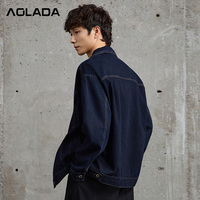 Veste en jean délavé foncé pour homme, coupe décontractée, style camionneur, en denim de coton de haute qualité, streetwear, vêtement d'extérieur, fabriquée en Chine