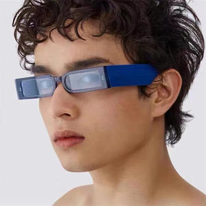 Schmale Quadratische Blau-Rosa PC-Rahmen Cyberpunk Sonnenbrille Neue Hip-Hop <span class=keywords><strong>Funky</strong></span> Sonnenbrille mit Breiten Bügeln - Product Image 2