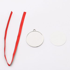 Christmas Tree Home Decoration Sublimation Metal Christmas <strong>Ornaments</strong> with <strong>Red</strong> Ribbon - Product Image 4