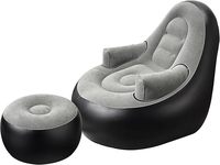 Aufblasbare Couch mit Armlehne und Fußhocker, Aufblasbarer Loungesessel, Klappbares Faulbett, Aufblasbare Möbel für Camping/Angeln