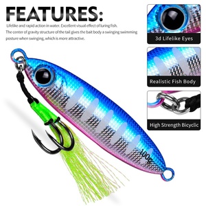 เหยื่อตก<span class=keywords><strong>ปลา</strong></span>ทะเลน้ำลึก Night Glow Metal 30 กรัม 100 กรัม 6 สี สำหรับตก<span class=keywords><strong>ปลา</strong></span>ขนาดใหญ่ พร้อมหัวจิ๊ก ตะขอคู่ เหยื่อจิ๊กแข็ง - Product Image 5