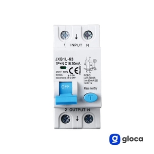 Interruptor Diferencial RCBO Gloca JXB1L 1P+N C16 30mA 6kA Clase A, Montaje DIN, Protección Eléctrica - Product Image 3
