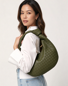 Woven PU <b>Leather</b> Purse for <b>Ladies</b> Woven Large Capacity Tote <b>Bag</b> for Women Knotted Large Slouchy Hobo Shoulder Handbags - Product Image 4