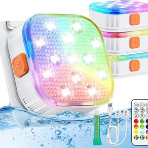 Lumière de piscine télécommandée rechargeable 200FT avec minuterie, lumières subaquatiques à changement de couleur, lumières LED submersibles pour piscine - Product Image 1