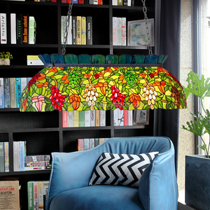 Lámpara Colgante LED Rectangular de 42 Pulgadas con Diseño de Uvas, Hecha a Mano, para Comedor, Bar, Hotel, Lámpara de Araña de Vidrio Tintado, Tamaño Mediano - Product Image 1