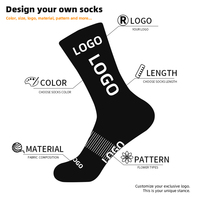 Chaussettes de sport de compression pour hommes pour la course à pied Aero Cycling Basketball Slip-Down Support Bottom Logo Noir Tricoté pour la saison d'automne