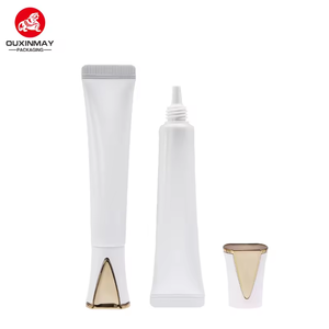 Envase reciclable BB Cream Tubes PE blanco con punta de boquilla larga Tapa dorada para protector solar Lápiz labial Loción Máscara Cosméticos - Product Image 2